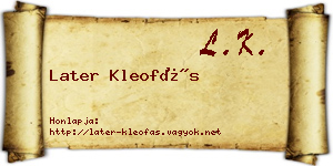 Later Kleofás névjegykártya